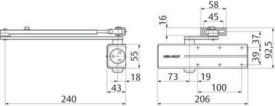 Доводчик ASSA-Abloy DC140  EN2/3/4/5  с рычаговой тягой в комплекте