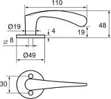INTERIA 19/001 Zn Gra 40 DIY handle pair solid door